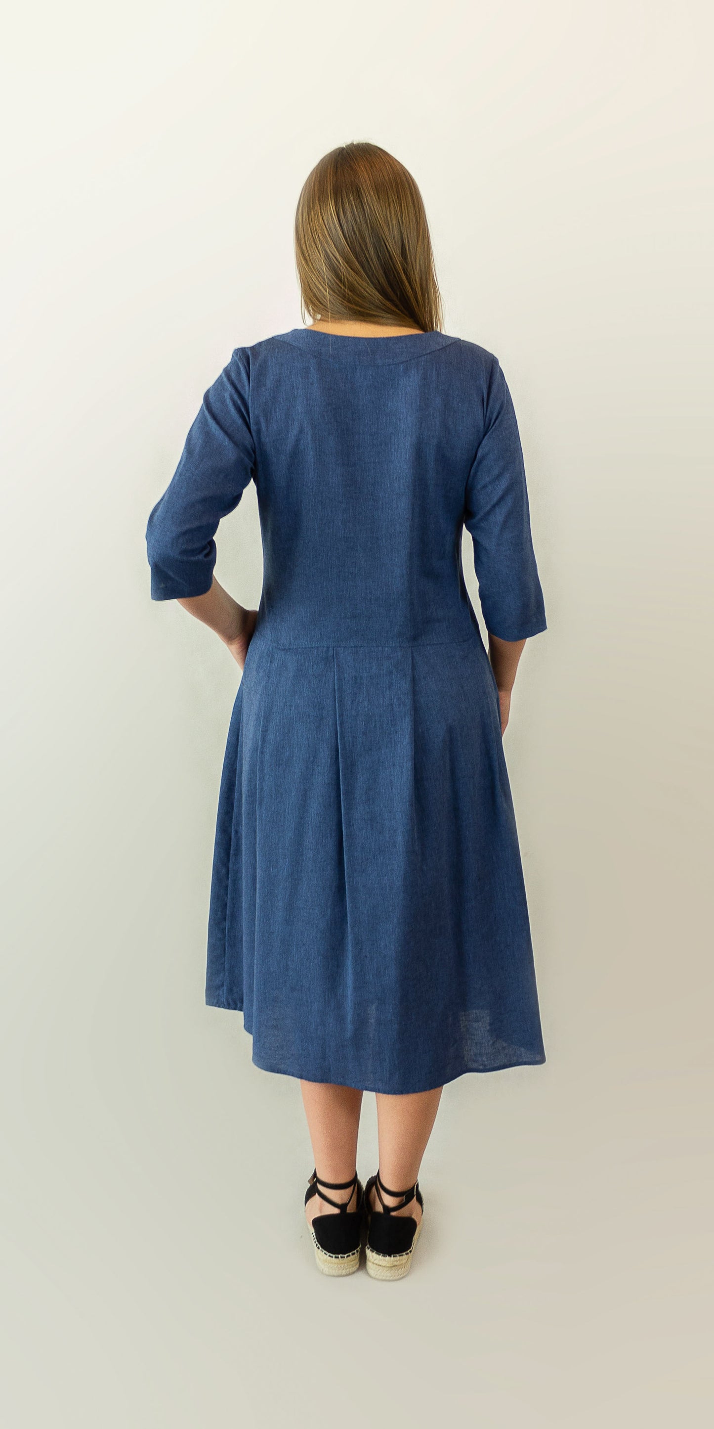 Dark blue linen dress