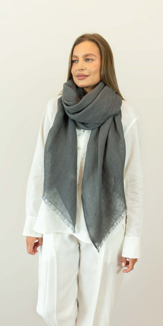 Grey linen scarf