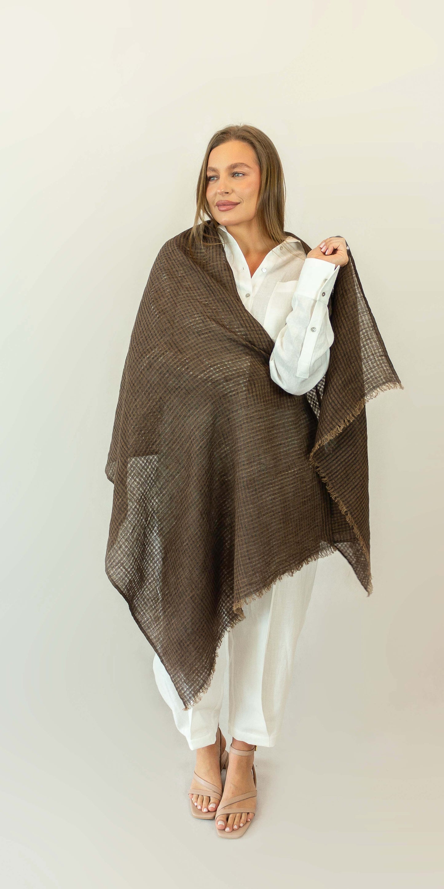 Brown linen scarf