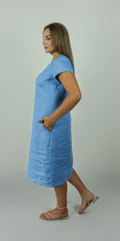 Light blue linen dress