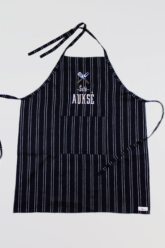 Striped black apron