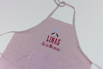 Striped burgundy apron