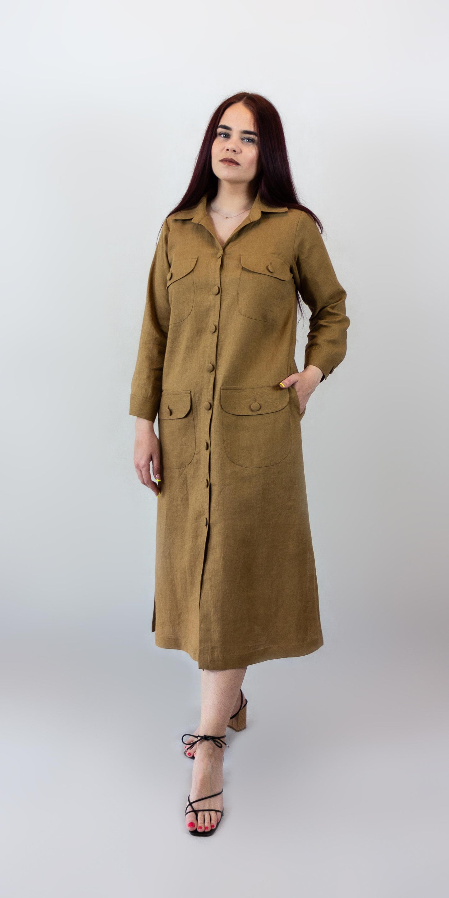 Linen shirt dress