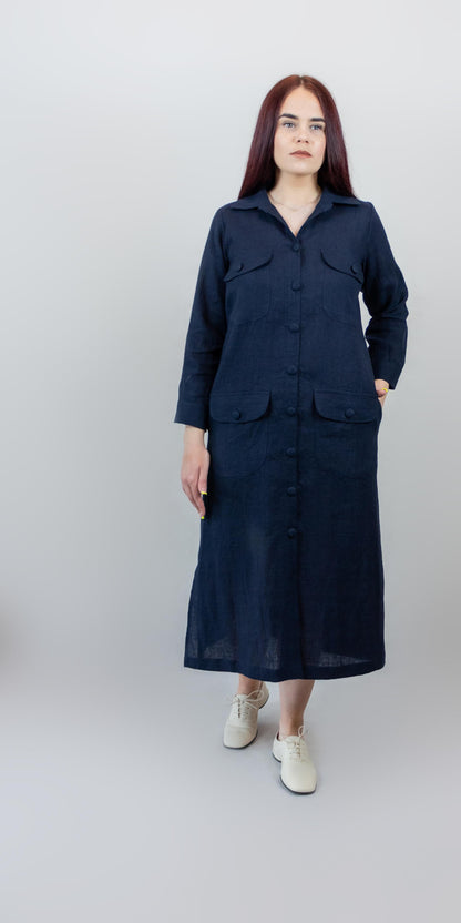 Linen shirt dress