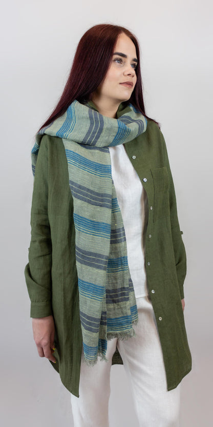 Green linen scarf