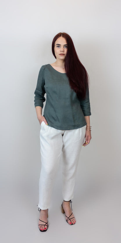 White linen trousers