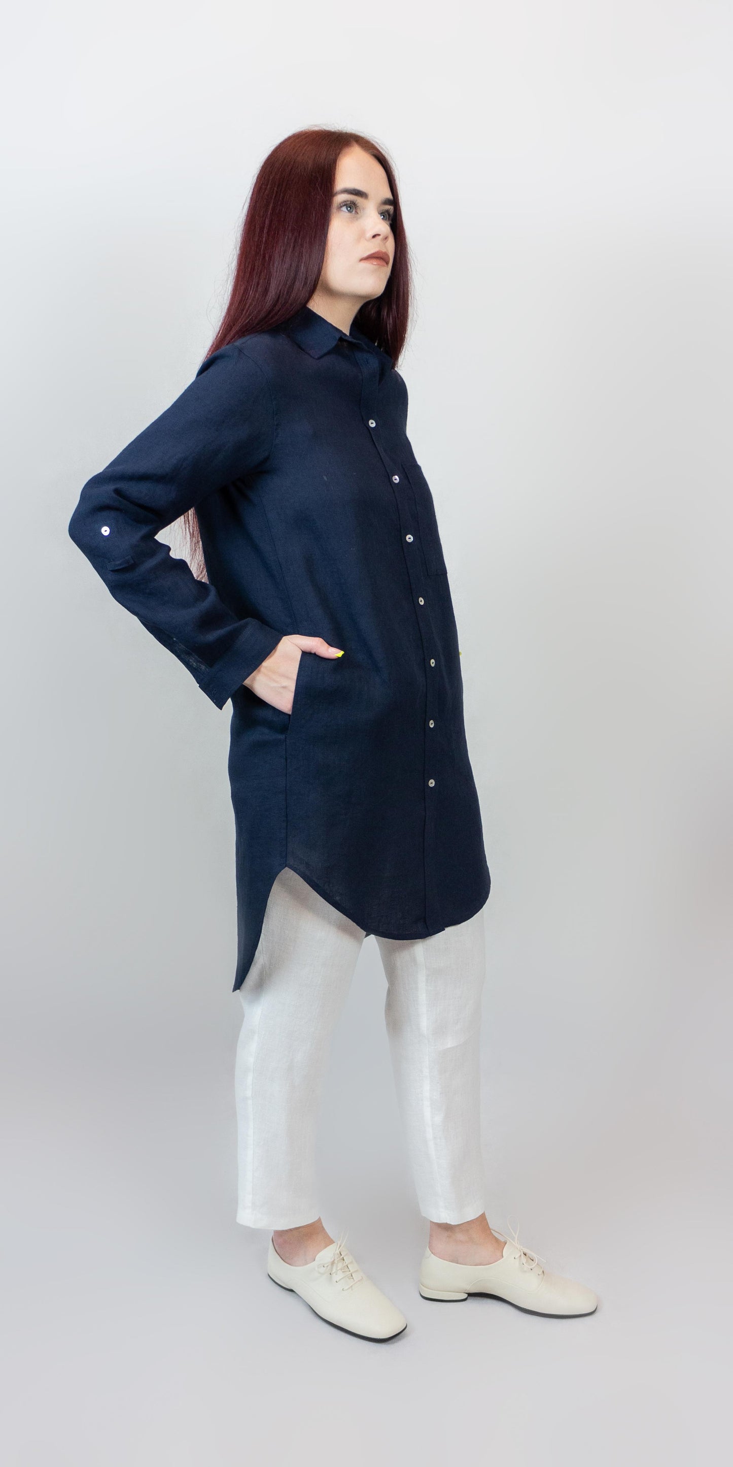 Navy blue linen shirt