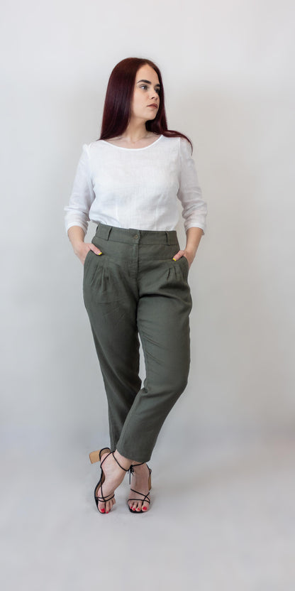 Half linen khaki pants