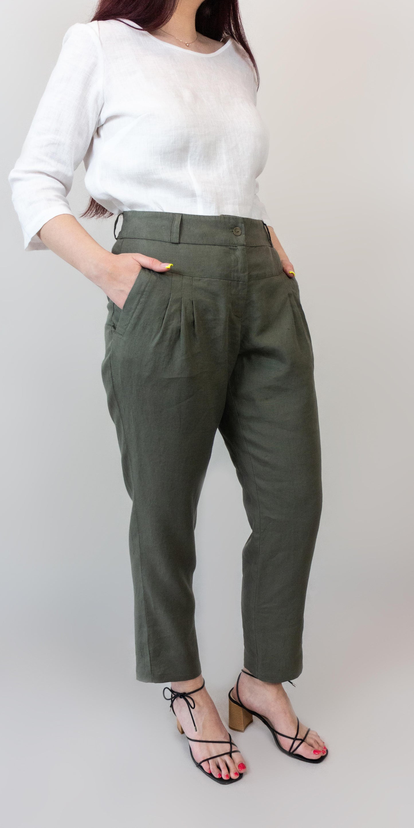 Half linen khaki pants