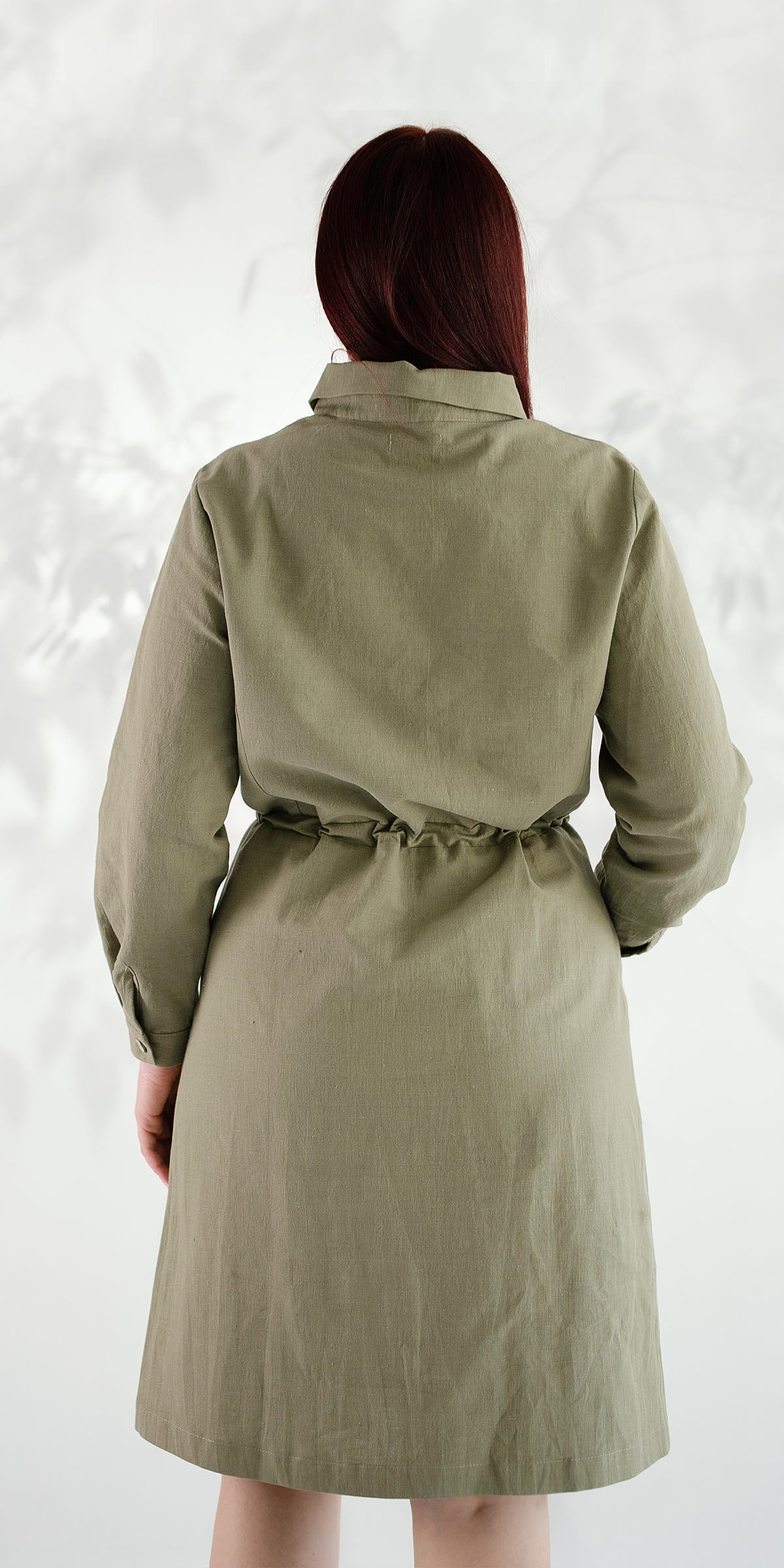 Khaki dress with drawstring