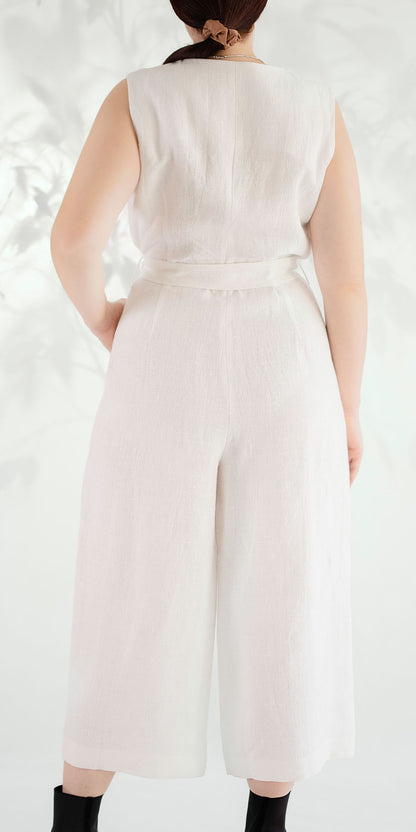 White linen jumpsuit