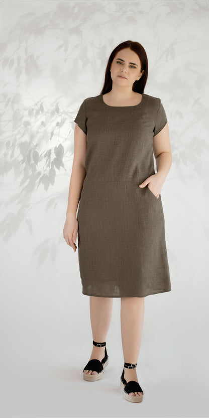 Khaki linen dress